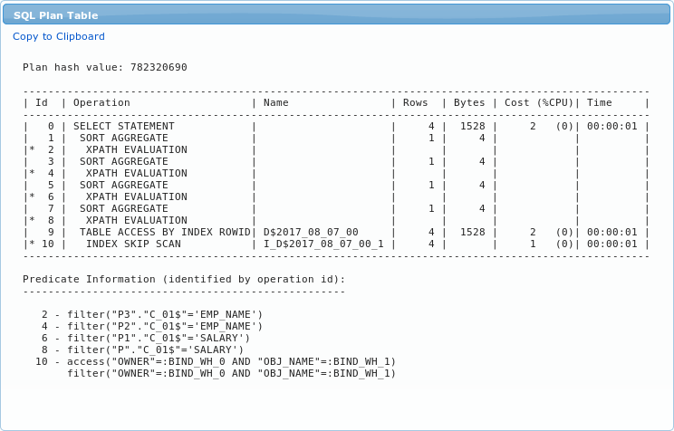 ch3 explore execution sql plan table section