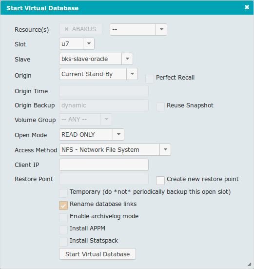 bks open vdb backup